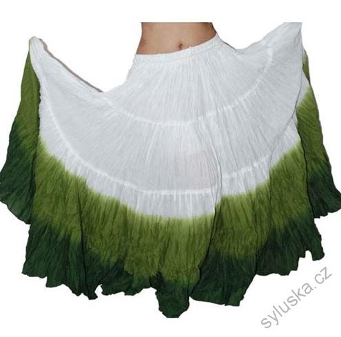 Sukně kolová TRIBAL - bílá/zelená/tmavě zelená (101 cm)