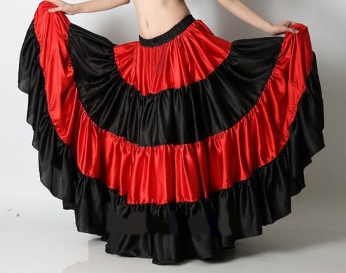 Sukně satén Flamenco ČERNÁ/ČERVENÁ (23 m)