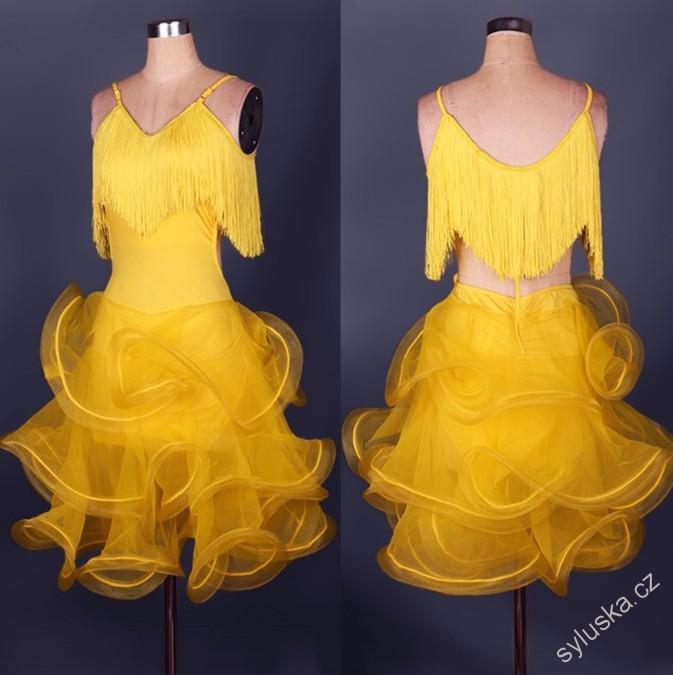 Šaty na latinu s třásněmi - RŮŽOVÉ, vel. S až XXL