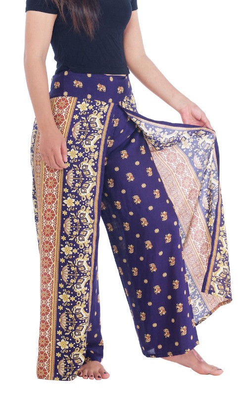 BOHO kalhoty LILIANA - malí sloníci, vel. S-XL - TMAVĚ MODRÉ