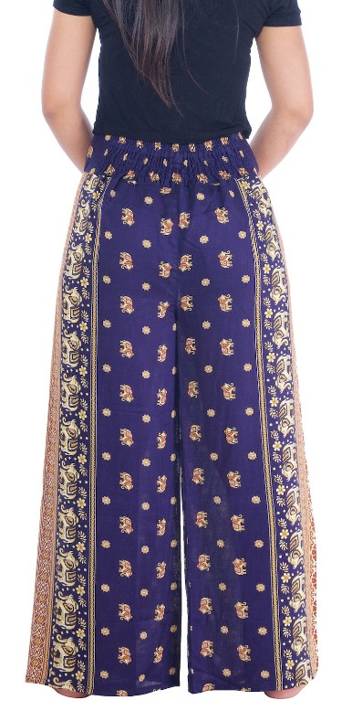 BOHO kalhoty LILIANA - malí sloníci, vel. S-XL - TMAVĚ MODRÉ