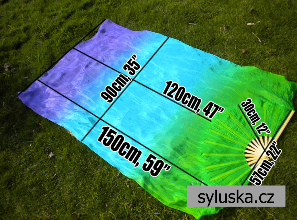 Vějíře hedvábné 1.5m - BATIKA - FIALOVÁ-RŮŽOVÁ