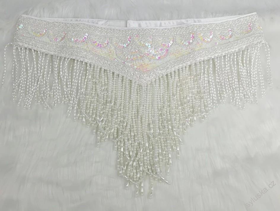 SKLADEM - Ozdobný belly dance pás LOREN - STŘÍBRNÝ - 115 cm