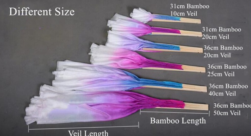 2-vrstvý hedvábný krátký vějíř - BÍLÁ-ZELENÁ (1 pár)