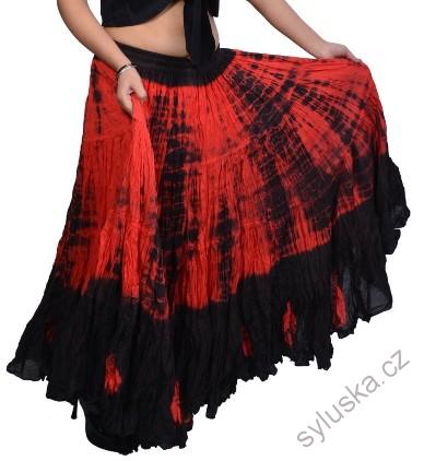 Sukně kolová TRIBAL - oranžová BATIKA