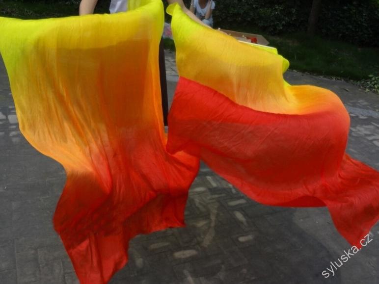 Vějíře hedvábné 1.5m - ŽLUTÁ-ORANŽ-ČERVENÁ