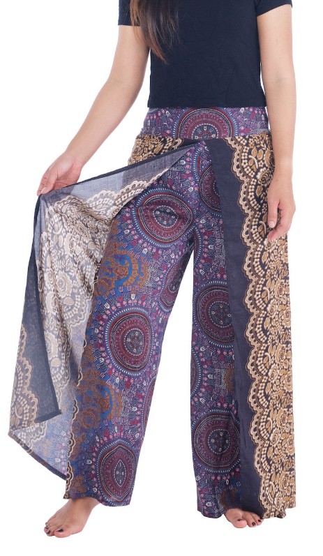 BOHO kalhoty LILIANA, vel. S-XL - HNĚDÉ