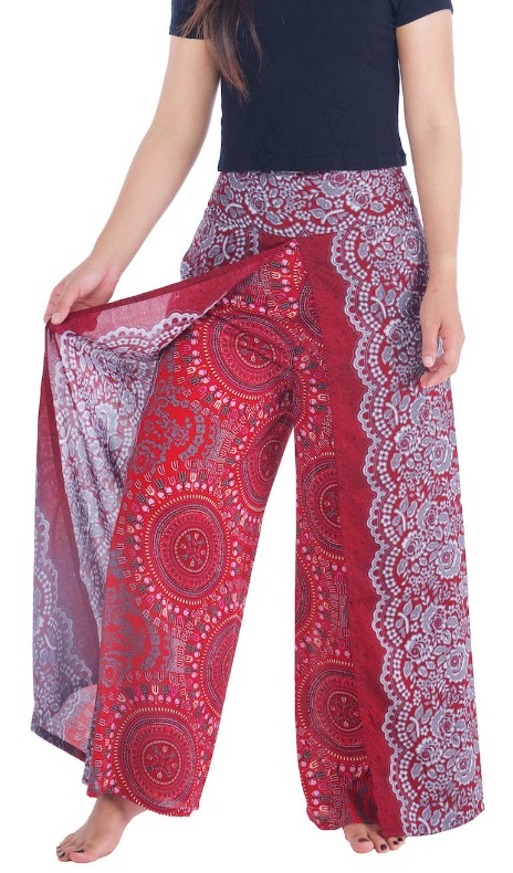 BOHO kalhoty LILIANA, vel. S-XL - VÍNOVÉ