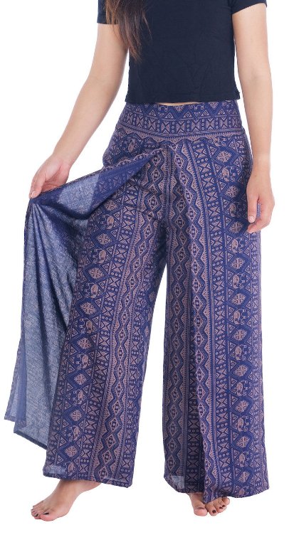 BOHO kalhoty LILIANA - malí sloníci, vel. S-XL - TMAVĚ MODRÉ