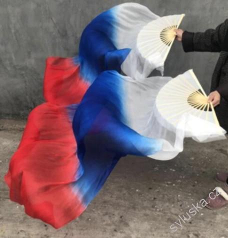 Vějíře hedvábné 2.1m - BÍLÁ-MODRÁ-ČERVENÁ