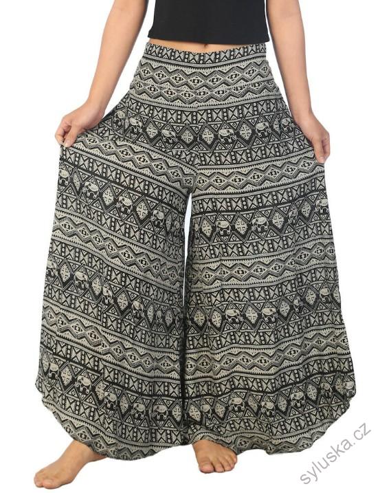 BOHO širší kalhoty AIDANY , vel. S-XL - ŠEDÉ