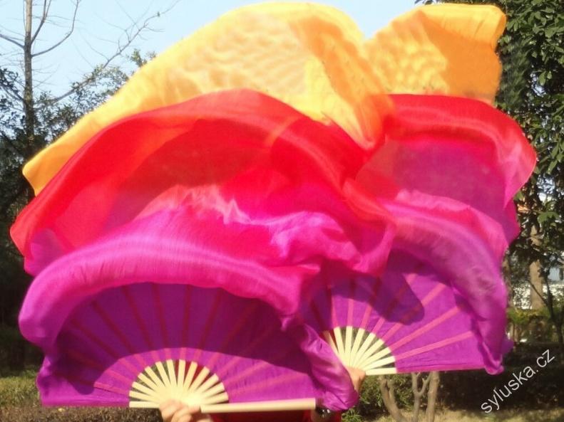 Vějíře hedvábné 1.5m - MAGENTA-RŮŽOVÁ-ČERVENÁ-ORANŽ