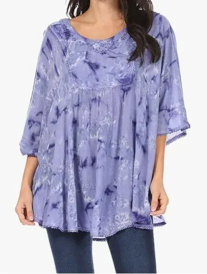 Tunika (kaftan) Clea - MODROŠEDÁ (až 160 cm)