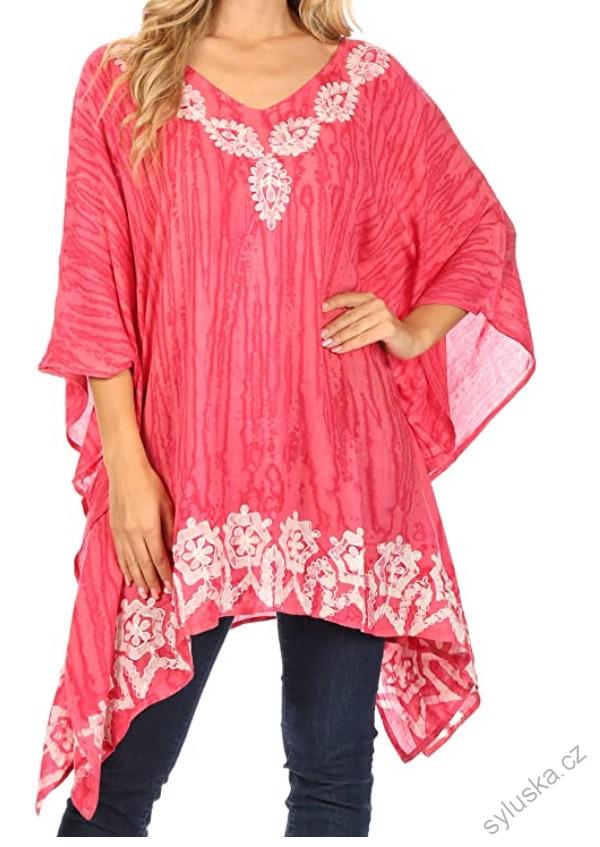 Tunika (kaftan) ALINA - RŮŽOVÁ (obvod do 137 cm)