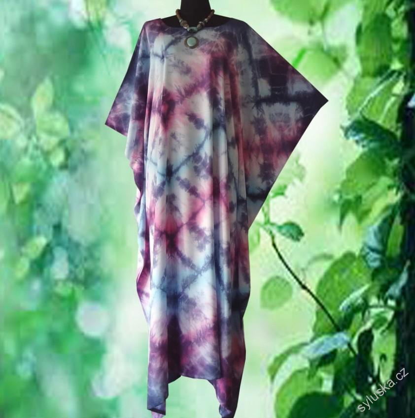 Multicolor KAFTAN dlouhý batikovaný (28) - kulatý výstřih