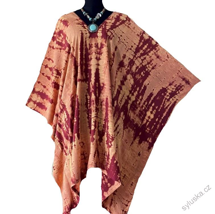 Krátký batikovaný kaftan (02) - výstřih do V