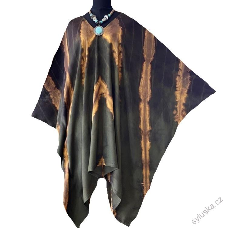 Olivový krátký kaftan (31) - výstřih do V