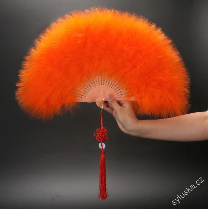 Jednobarevný péřový vějíř - ORANŽOVÝ
