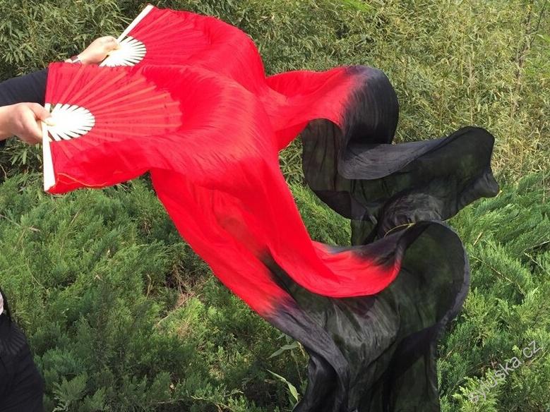 Vějíře hedvábné 1.8m - ČERVENÁ-ČERNÁ