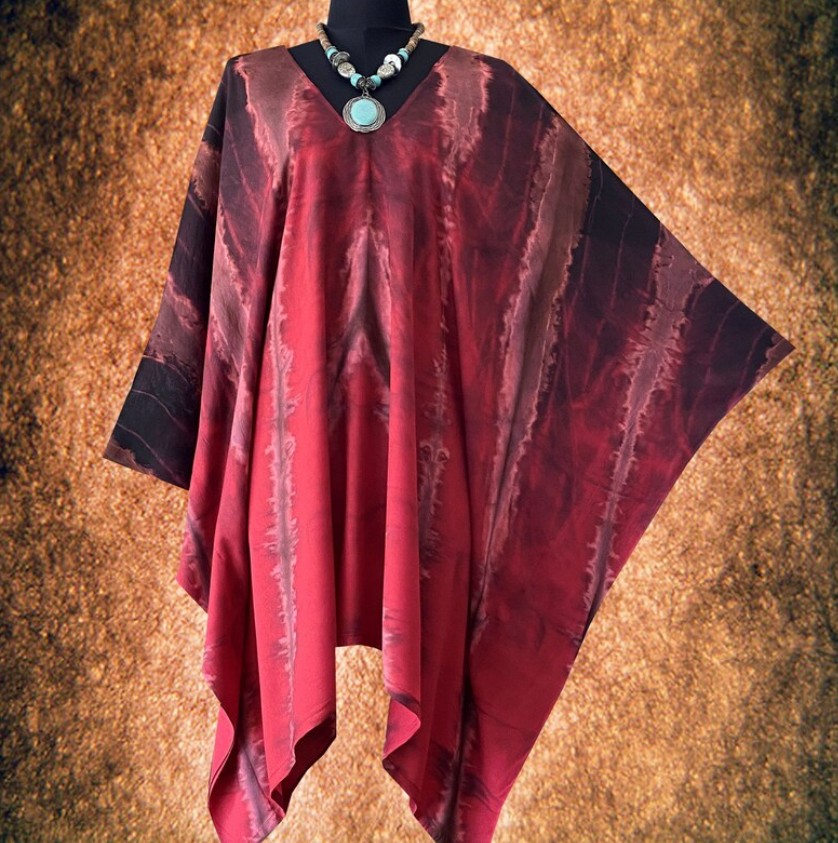 Batikovaný krátký kaftan (54) - výstřih do V