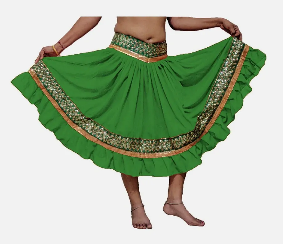 BOLLYWOOD sukně zdobená PARI- ZELENÁ
