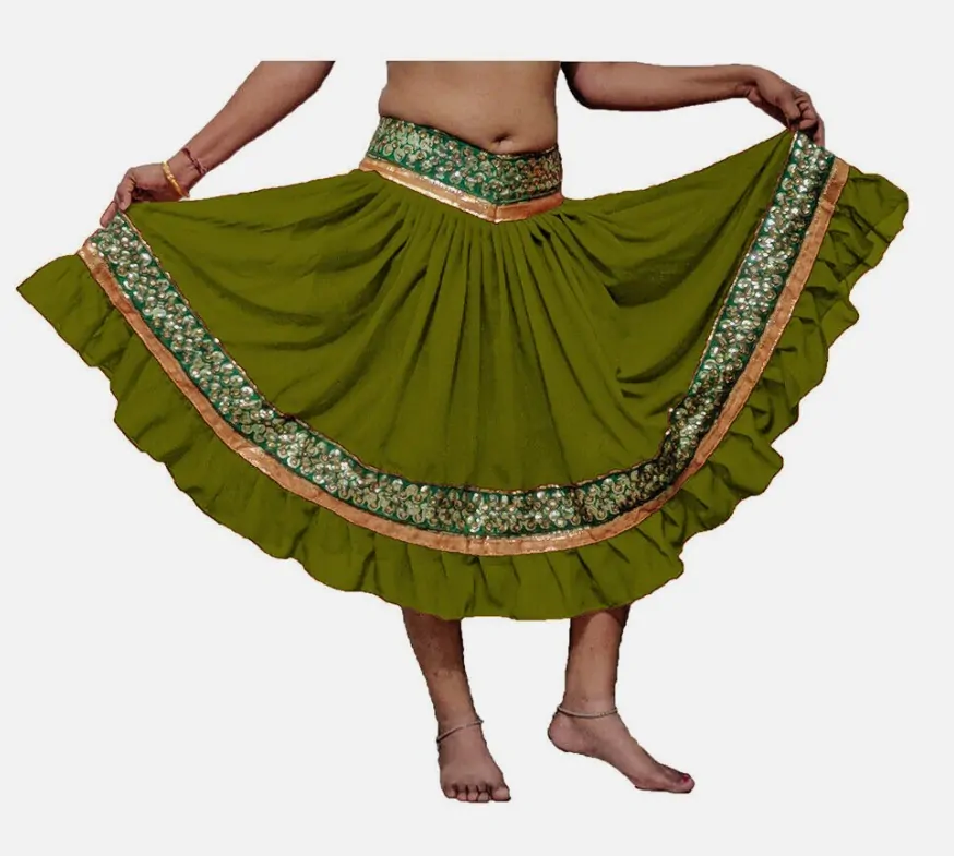 BOLLYWOOD sukně zdobená PARI- OLIVOVÁ