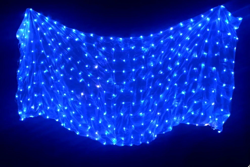 LED hedvábný ZÁVOJ - MODRÝ - 300x114 cm