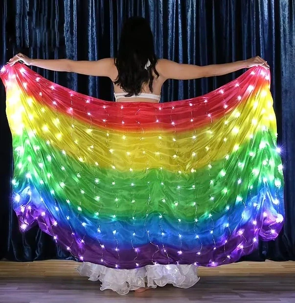 LED hedvábný ZÁVOJ - MULTICOLOR - 250x110 cm