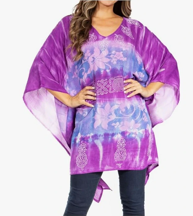 Tunika (kaftan) DAVINA - FIALOVÁ (obvod do 129.5 cm)