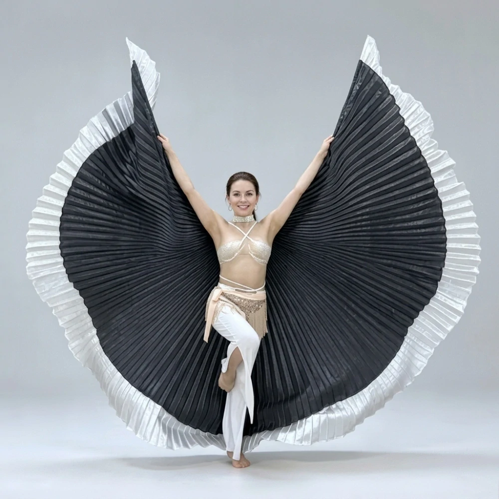 Dvojitá křídla ISIS ultra velká (145 cm) - STŘÍBRNO - ČERNÁ