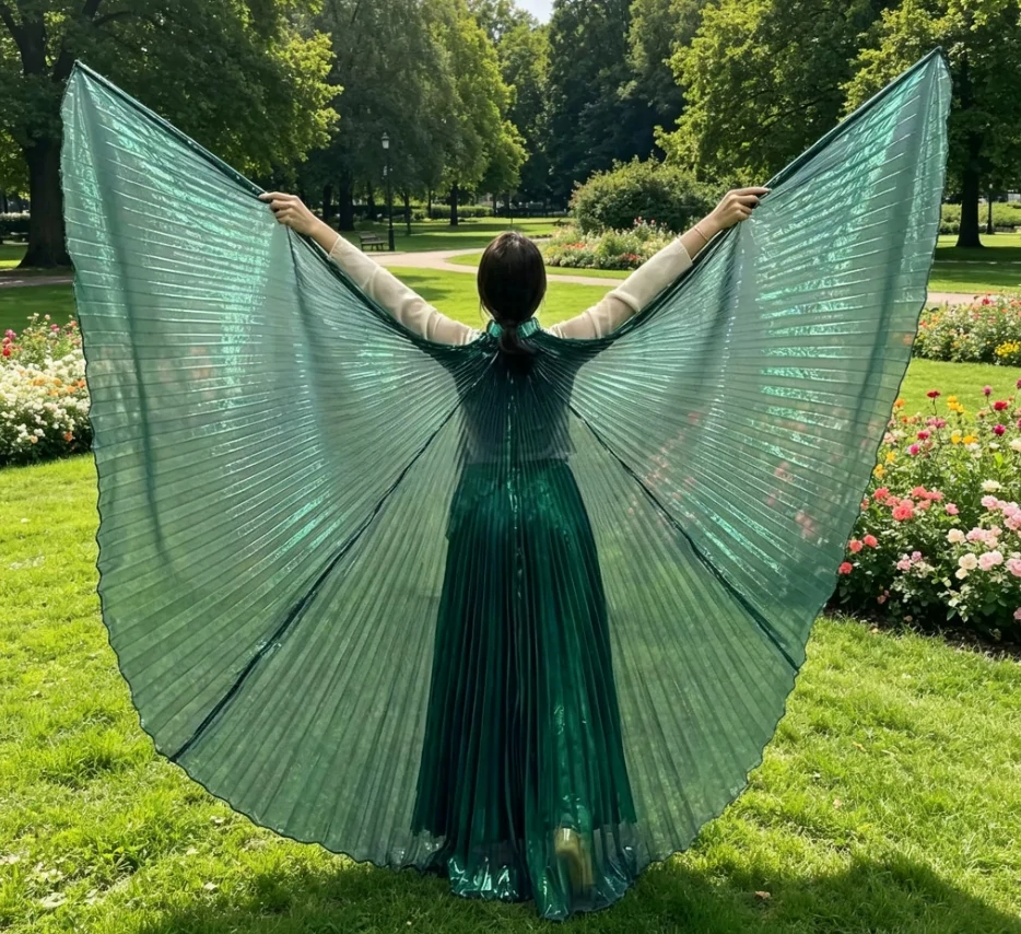 PERLEŤOVÁ průsvitná křídla ISIS ultra velká (145 cm) - TMAVĚ ZELENÁ