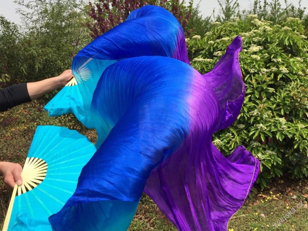 Vějíře hedvábné 1.8m - TYRKYS-MODRÁ-FIALOVÁ