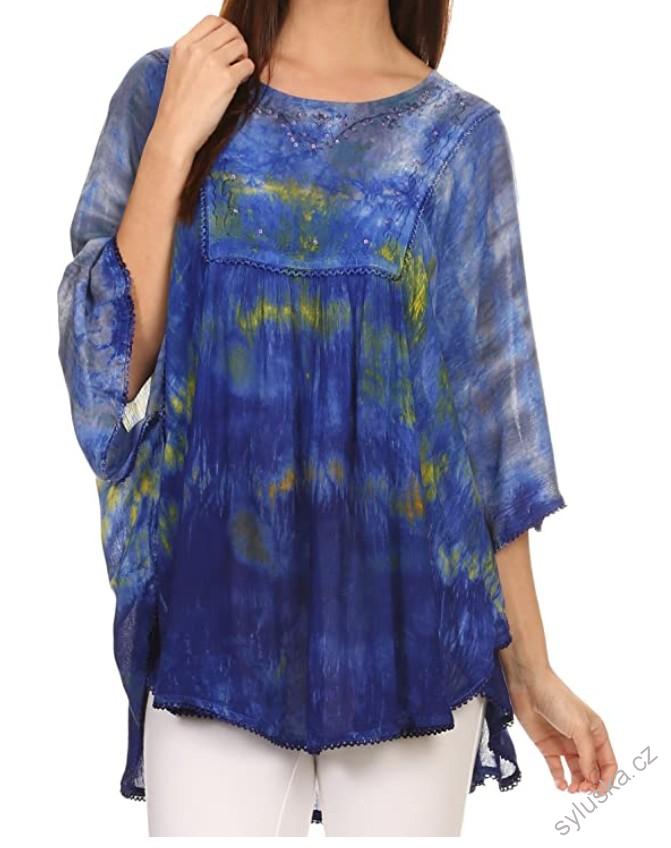 Tunika (kaftan) Lepha - MODRÁ (až 150 cm)
