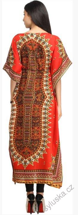 KAFTAN dlouhý (19) - ČERVENÝ aztécký potisk