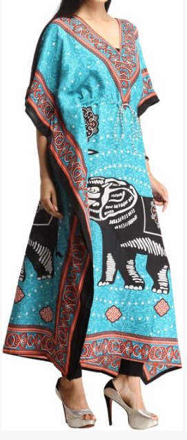 KAFTAN dlouhý se slonem (92) - SVĚTLE MODRÝ
