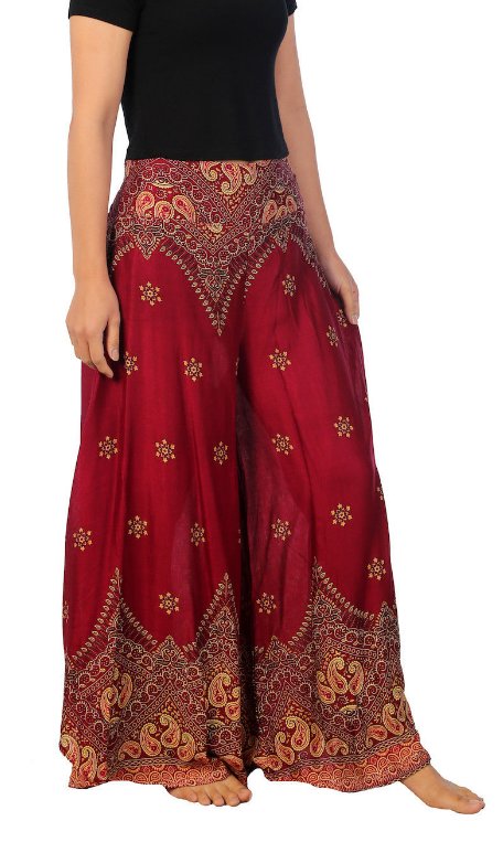 BOHO širší kalhoty AIDANY, vel. S-XL - VÍNOVÉ