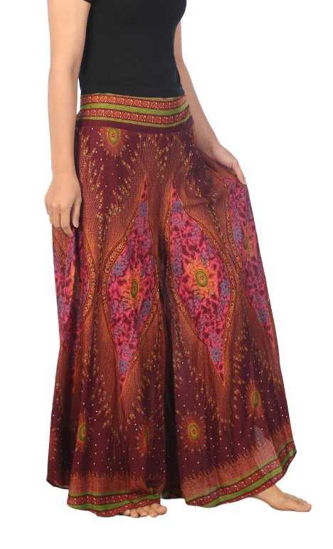 BOHO širší kalhoty AIDANY , vel. S-XL - VÍNOVÉ