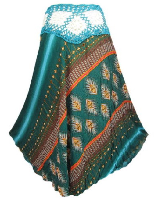 Sukně ODETTE s krajkou (92 cm) - MODROZELENÁ
