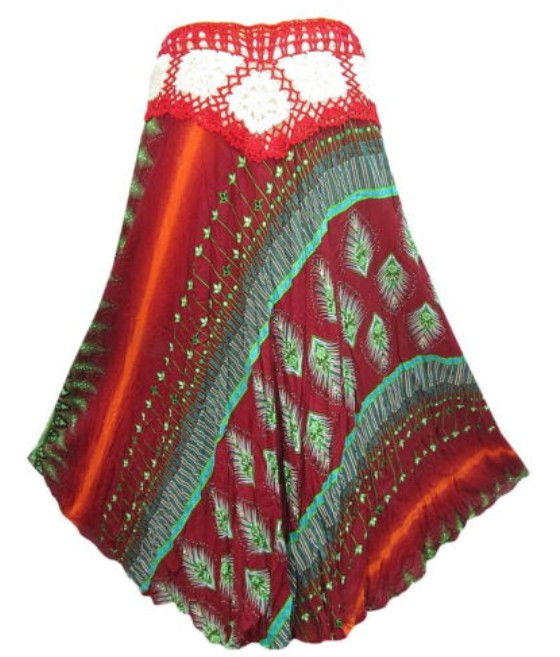 Sukně ODETTE s krajkou (92 cm) - ČERVENO-ORANŽOVÁ