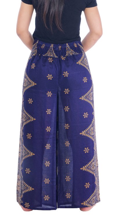 BOHO kalhoty LILIANA - kašmír, vel. S-XL - TMAVĚ MODRÉ