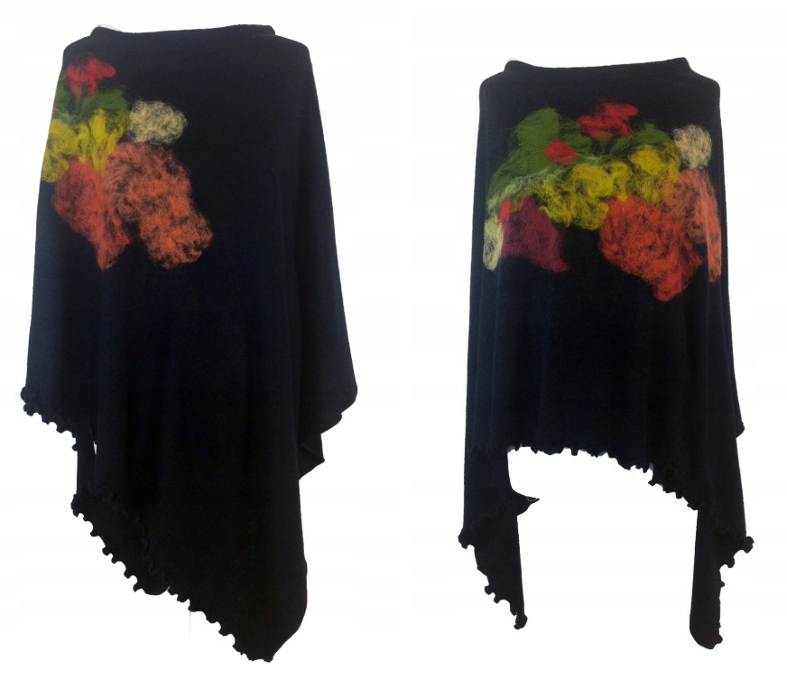 ČERNÉ pončo PODZIM + šála