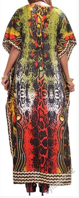 KAFTAN dlouhý s potiskem (44) - ČERNO-ČERVENÝ