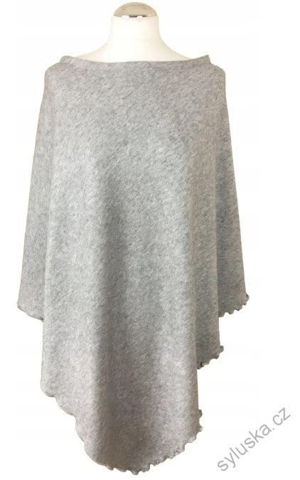 SVĚTLE ŠEDÉ pončo + šála