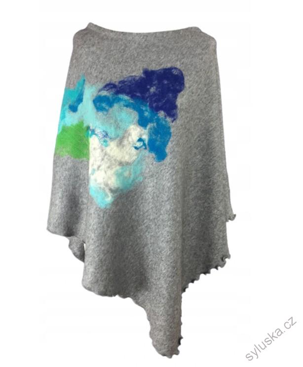 ŠEDÉ pončo ZIMA + šála