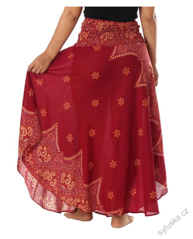 BOHO sukně s kokosovou sponou - VÍNOVÁ, vel. S-XL