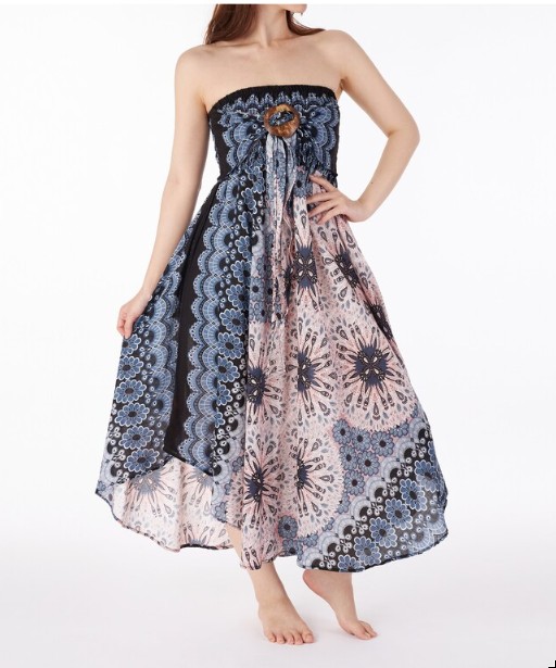 BOHO sukně KVĚTY - BÉŽOVÁ, vel. S-XL