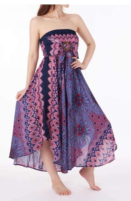 BOHO sukně KVĚTY - FIALOVÁ, vel. S-XL