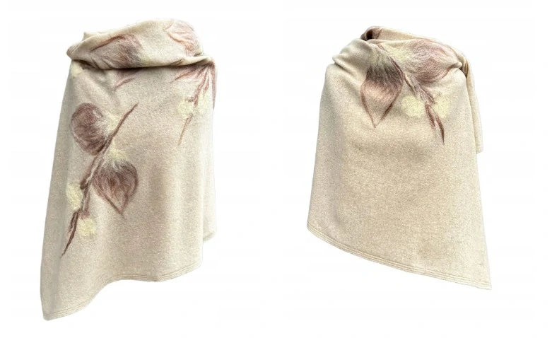 SMETANOVÁ vlněná ŠÁLA se vzorem