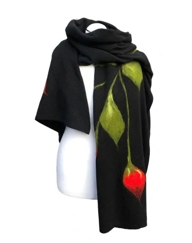 ČERNÁ vlněná ŠÁLA se vzorem