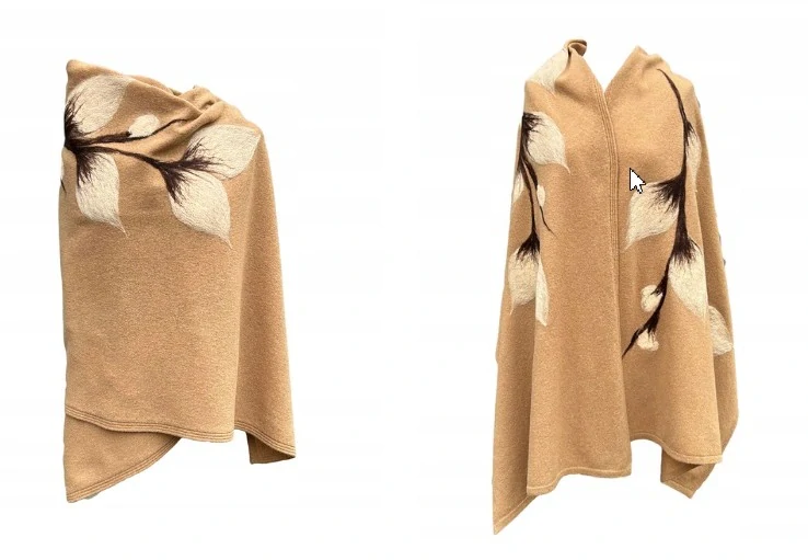 BÉŽOVÁ vlněná ŠÁLA se vzorem